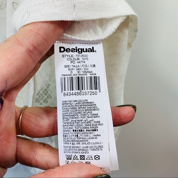 Desigual white script signature lace tank - Picture 7 of 8